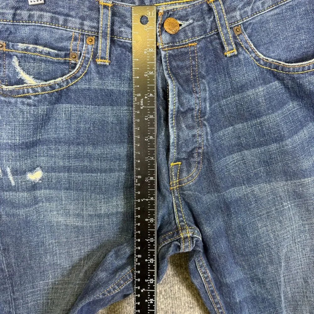 Hollister Mens Balboa Classic Straight Jeans 34x32 Distressed Ripped Button Fly